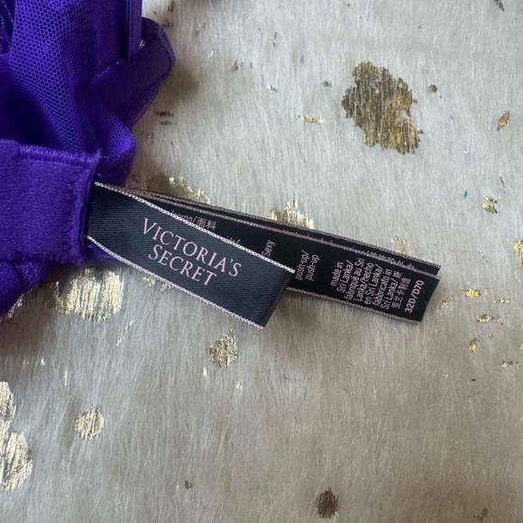 Custom Rhinestone Victoria's Secret Vibrant Purple Lace Bra Set - Picture 4 of 4